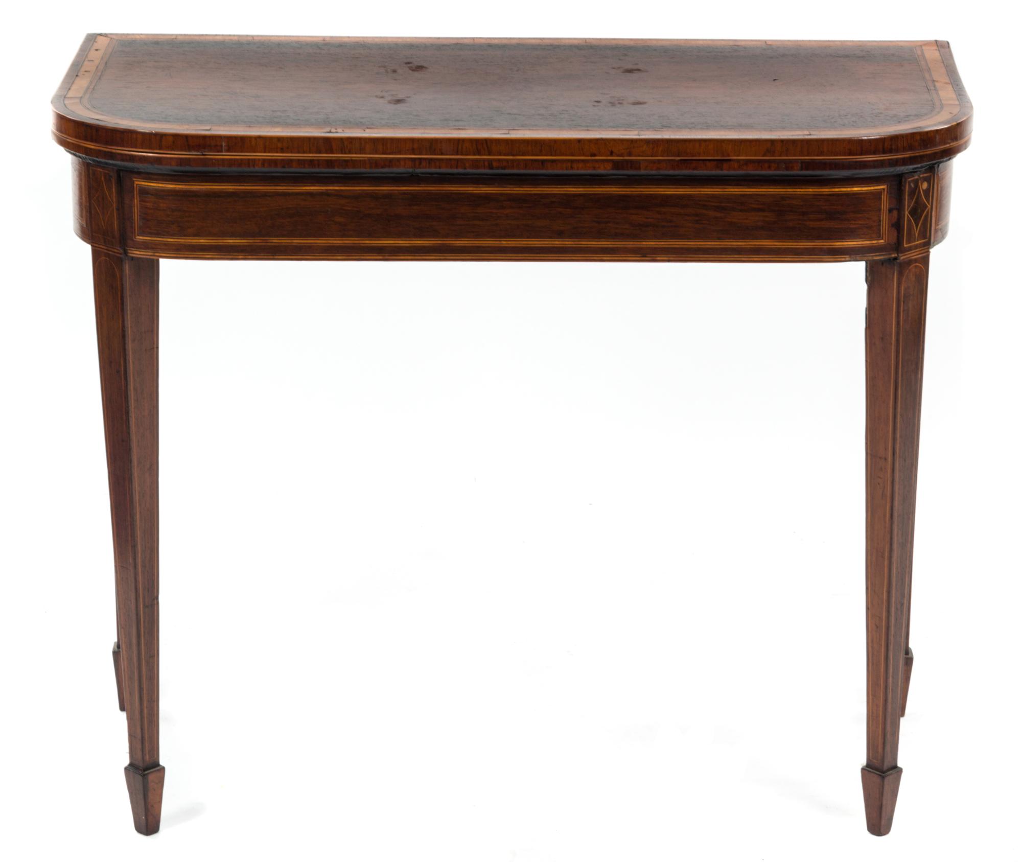A Regency Rosewood Flip-Top Game Table, Height 29 1/2 x width 36 x depth 18 inches (closed).