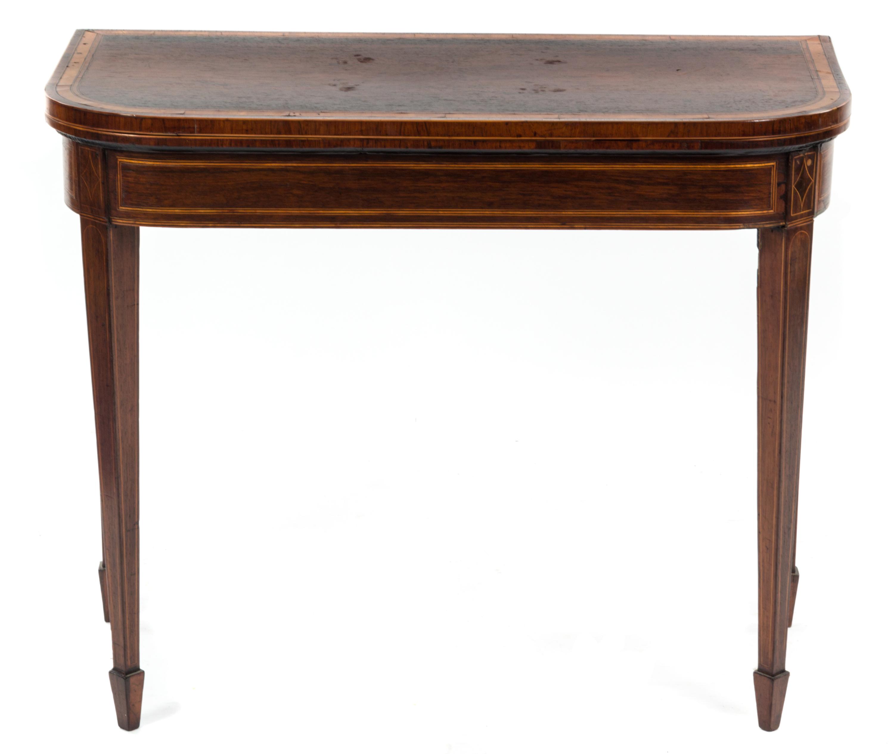 A Regency Rosewood Flip-Top Game Table, Height 29 1/2 x width 36 x depth 18 inches (closed).