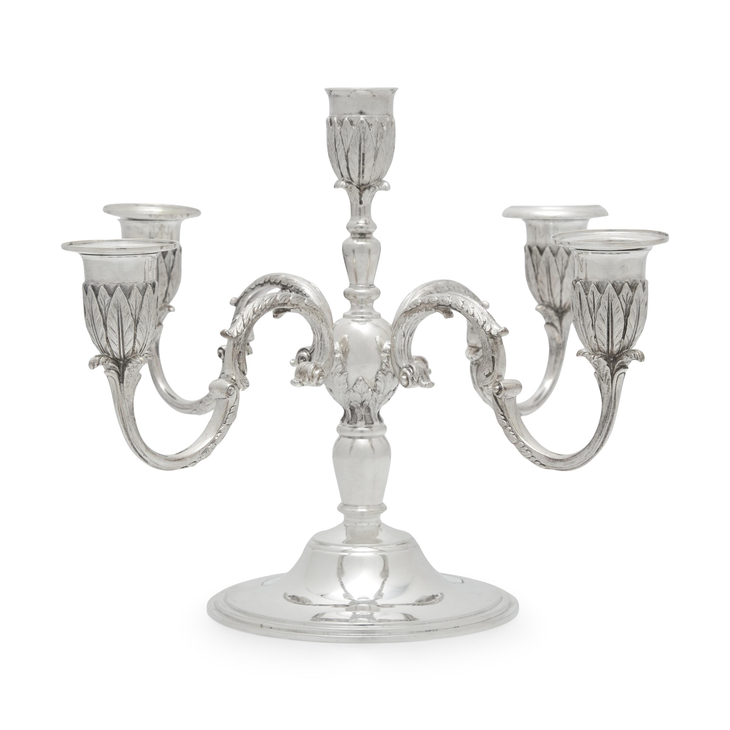 An English Silver Five-Light Candelabrum