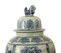 Pair of Chinese Blue and White Porcelain Vases and Covers