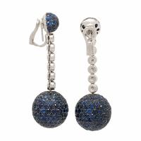 Sapphire, Diamond, and White Gold Earrings