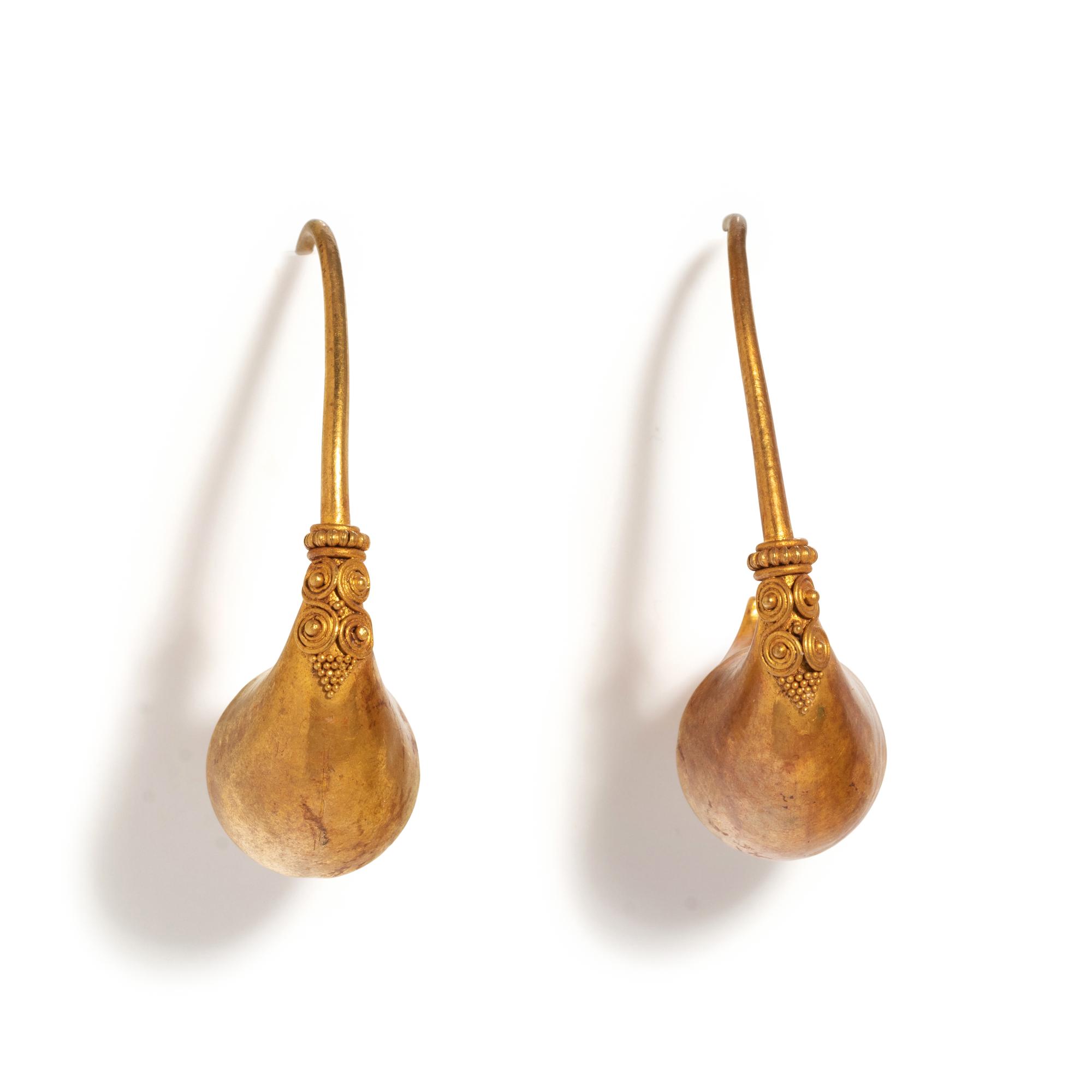 A Pair of Greek Boat-Shaped Earrings