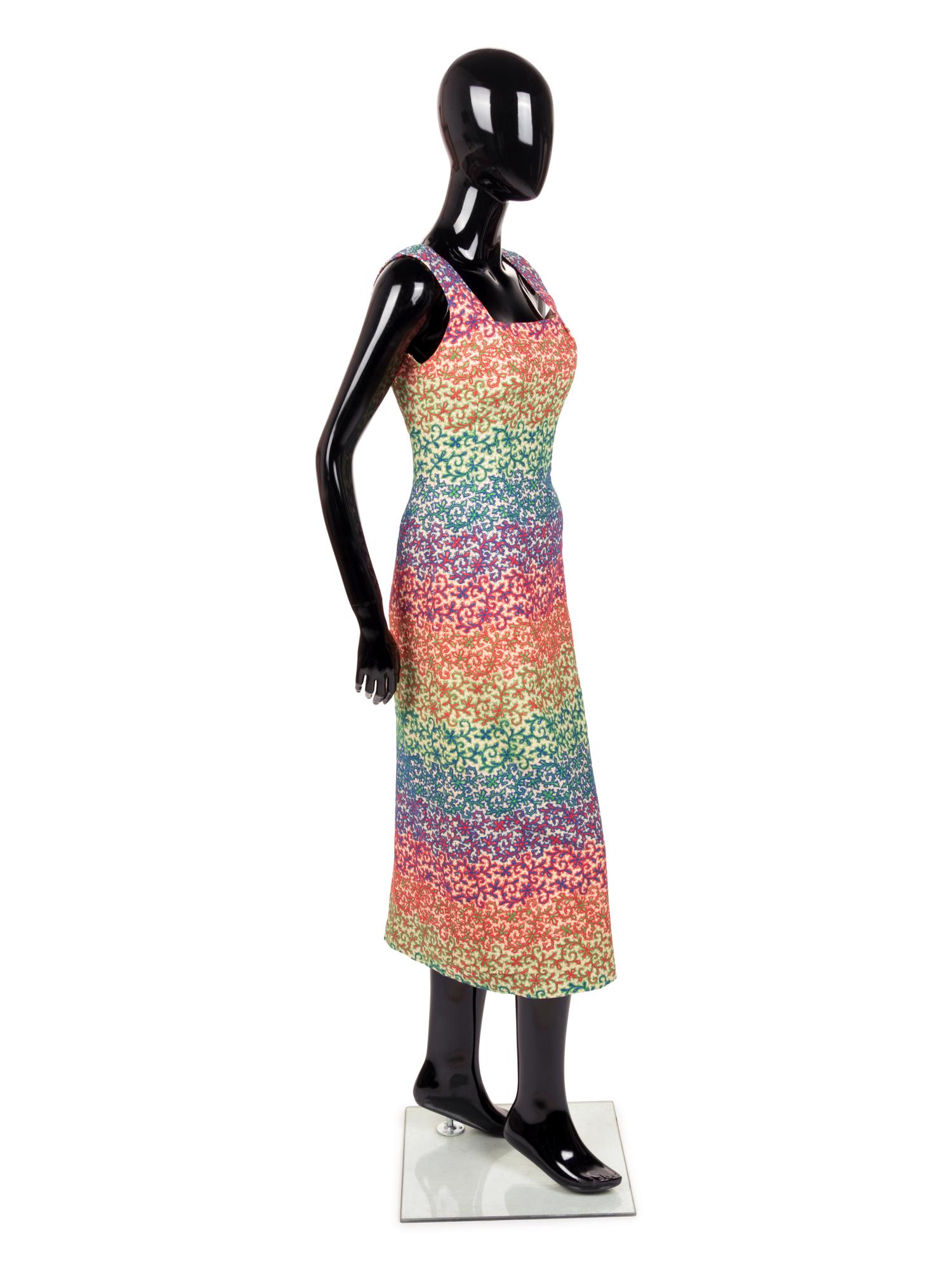 Falkenstein Embroidered Linen Sheath Dress, ca. 1955
