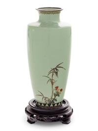 A Jade Green Ground Cloisonné Vase