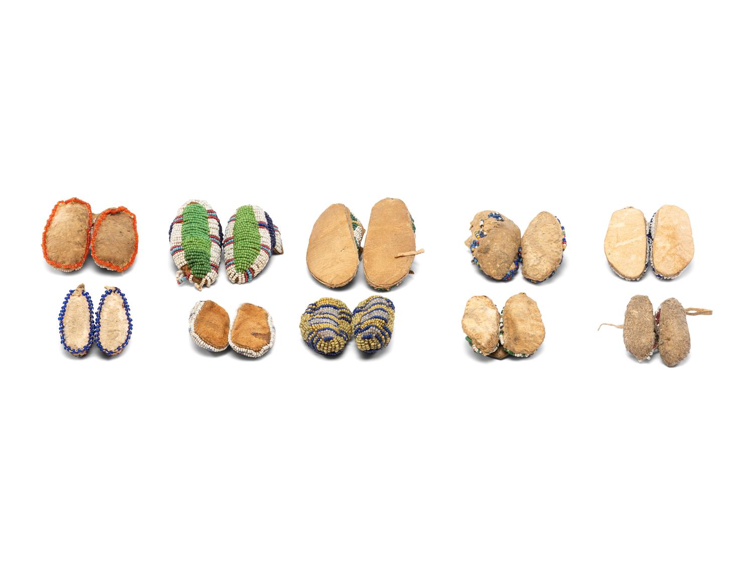Collection of Plains Beaded Doll Moccasins