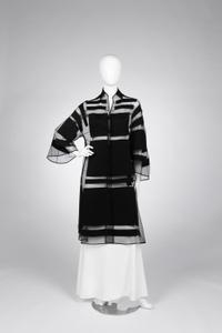 Chado Ralph Rucci Silk Net Jacket with Wool Crepe Patches