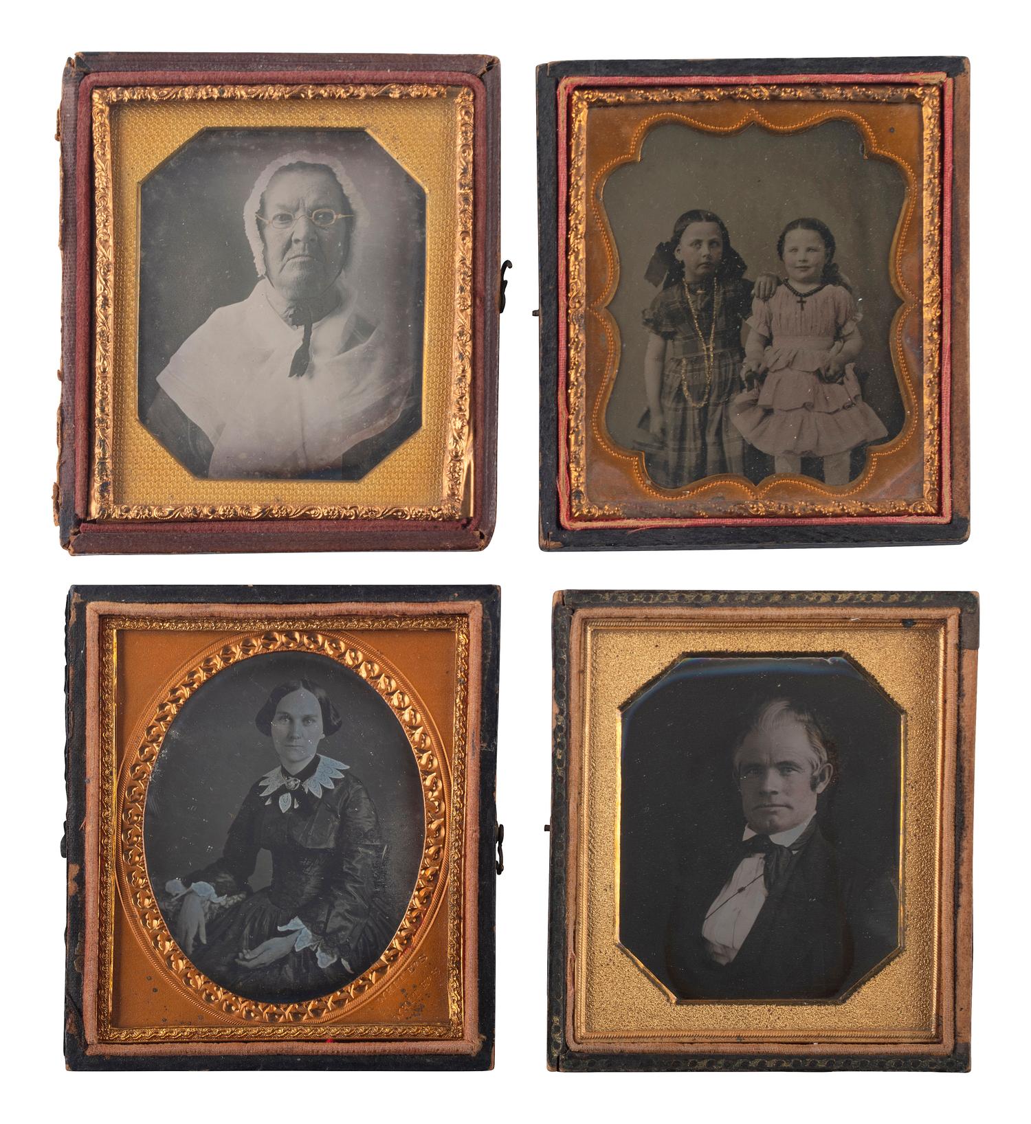 [EARLY PHOTOGRAPHY]. A collection of daguerreotypes, ambrotypes, tintypes, & CDVs.