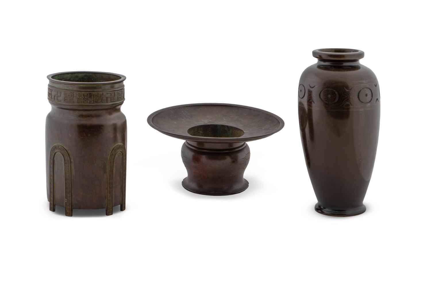 Three Chinese Bronze Vases
