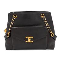 Chanel, Front Pocket Bag in Black Leather