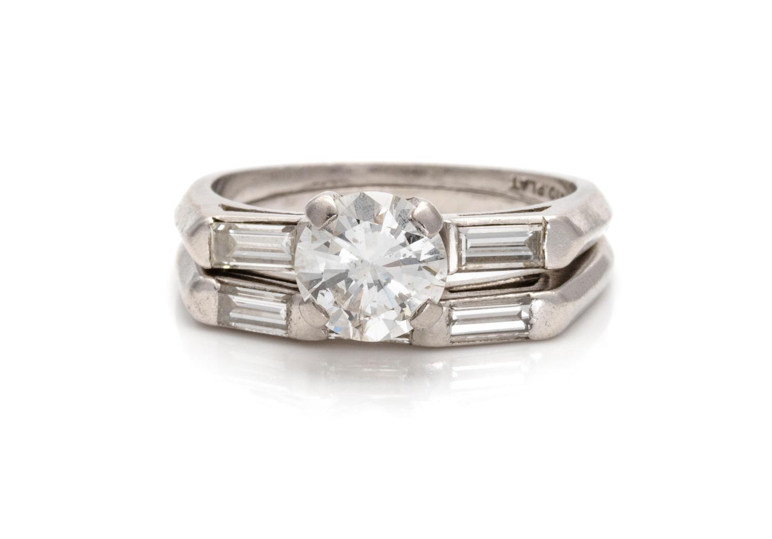 A Platinum and Diamond Ring Set,