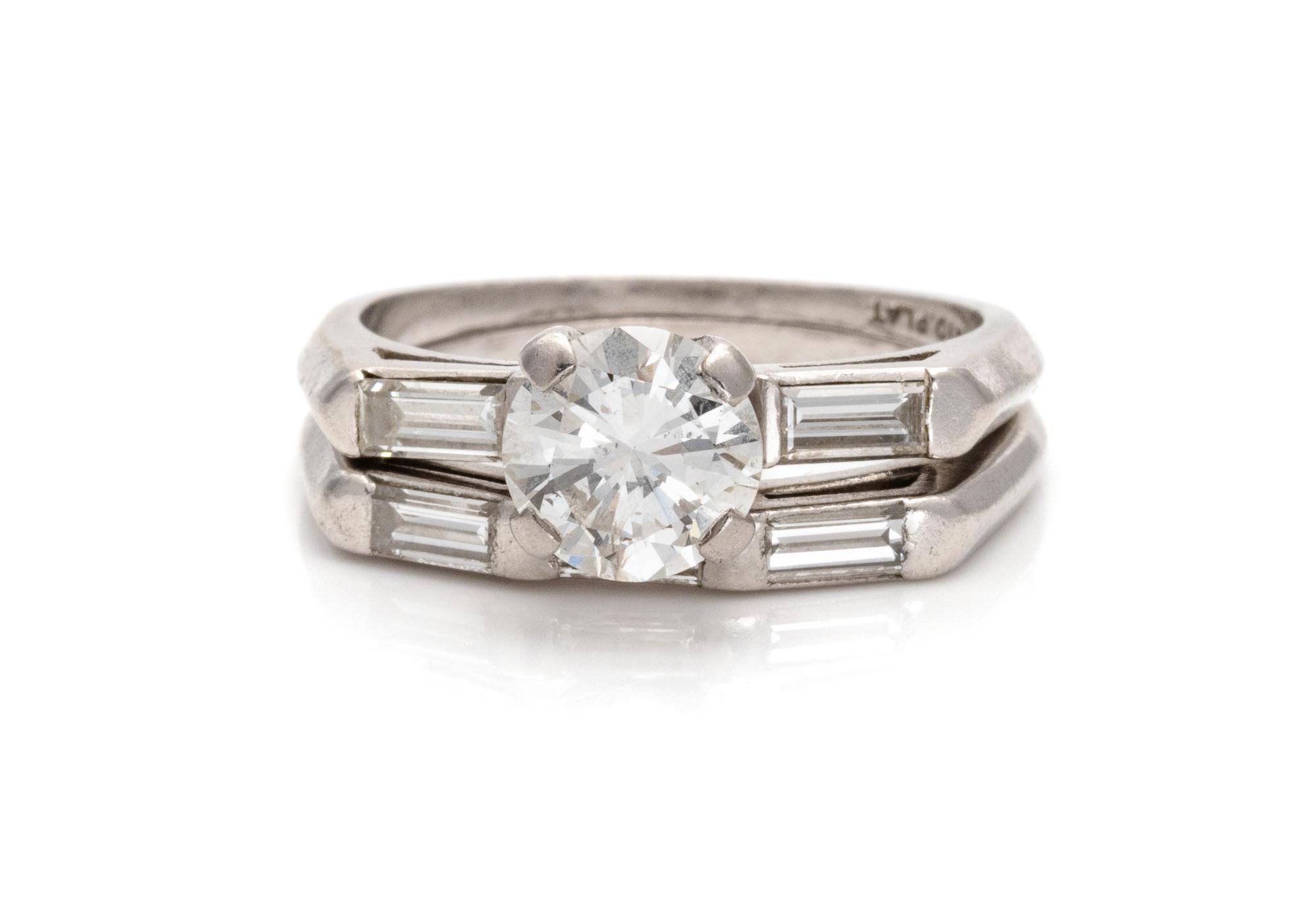 A Platinum and Diamond Ring Set,