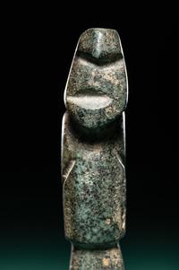 A Mezcala Diorite Standing Figure with an Infant