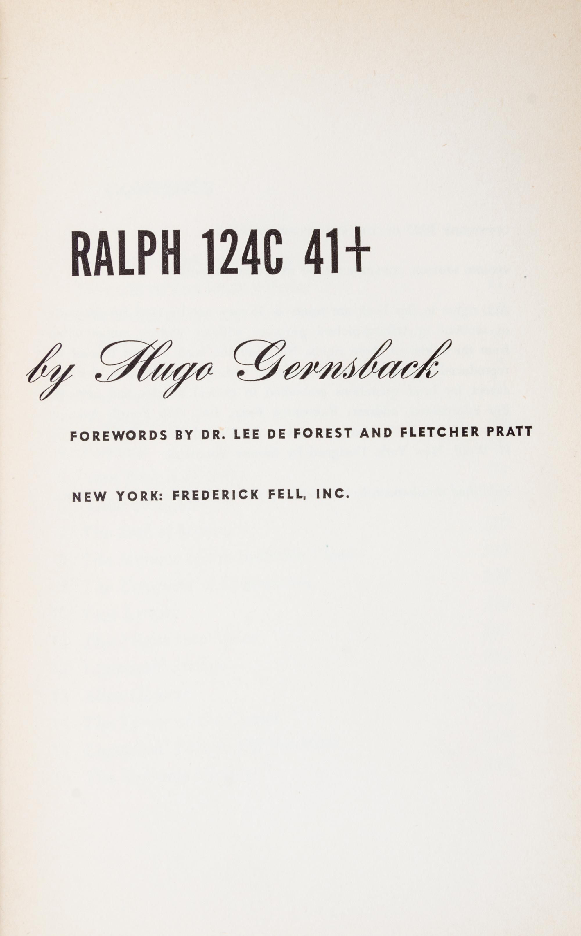 GERNSBACK, HUGO. Ralph 124C 41+. New York, 1950. Second edition. Association copy.
