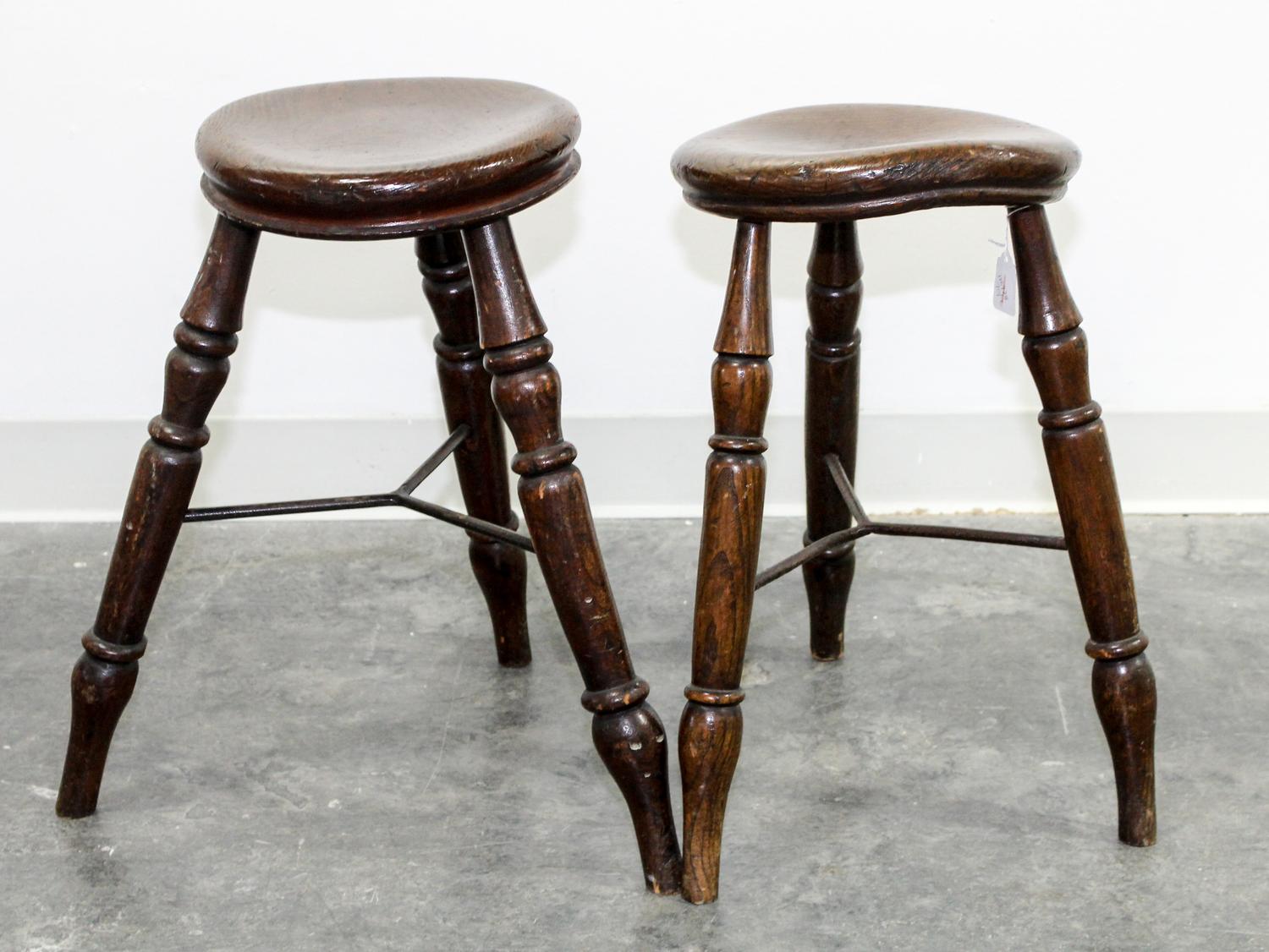 A Near Pair of American Stools Height 19 3/4 inches. — 19TH CENTURY