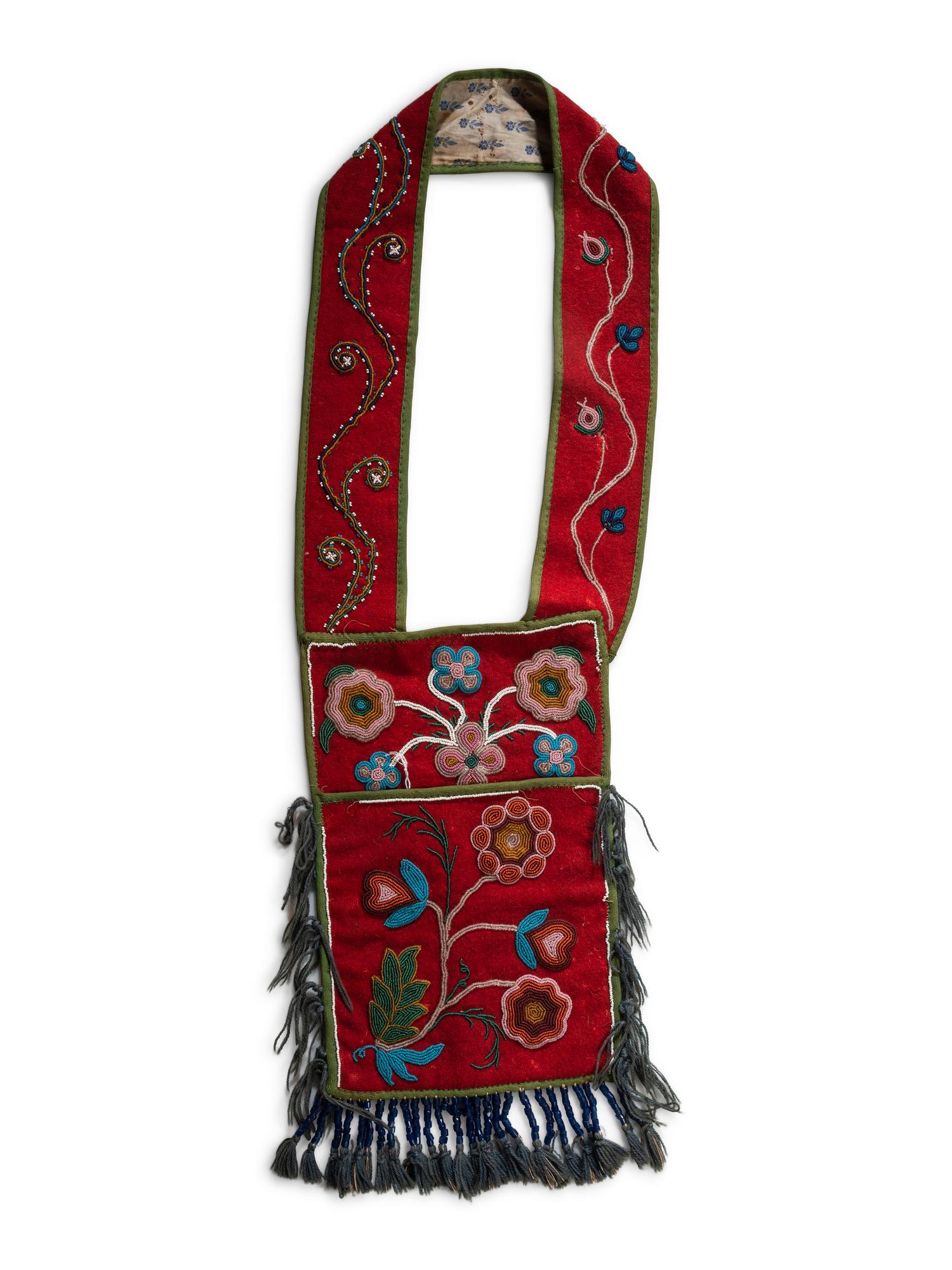 Cree Beaded Wool Bandolier Bag, Diminutive