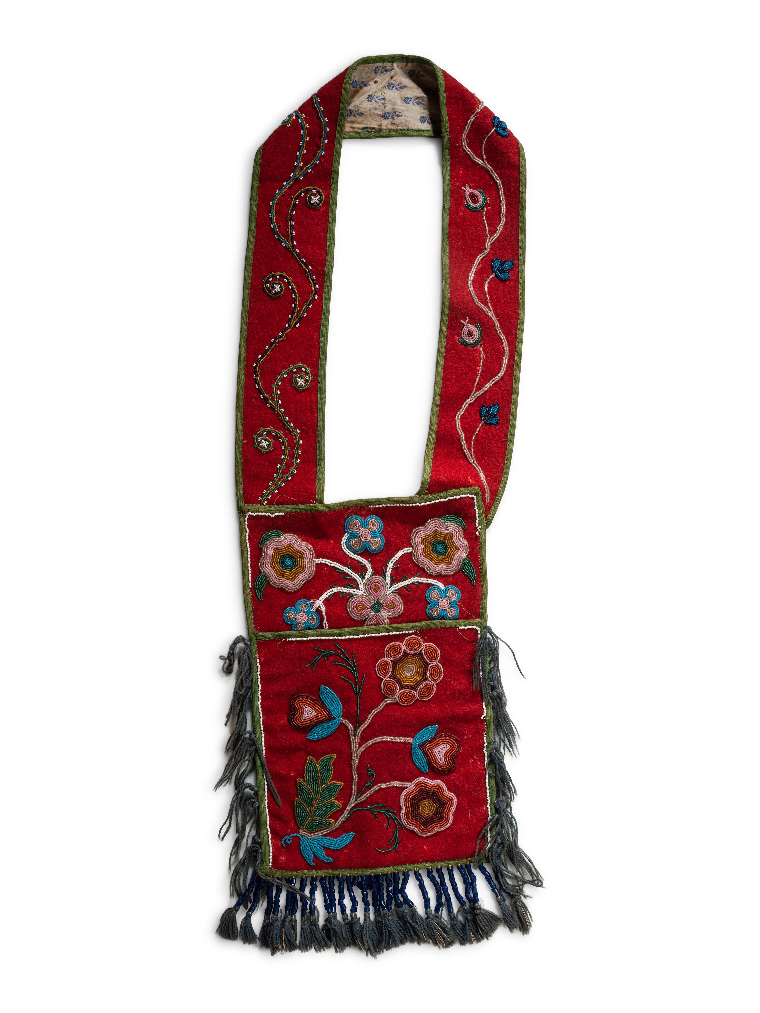Cree Beaded Wool Bandolier Bag, Diminutive