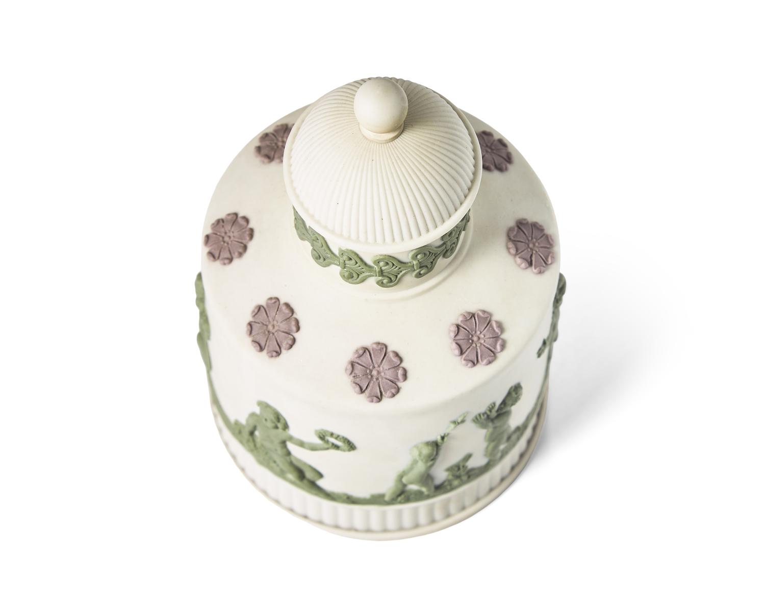 A Wedgwood Tricolor Jasperware Tea Cannister