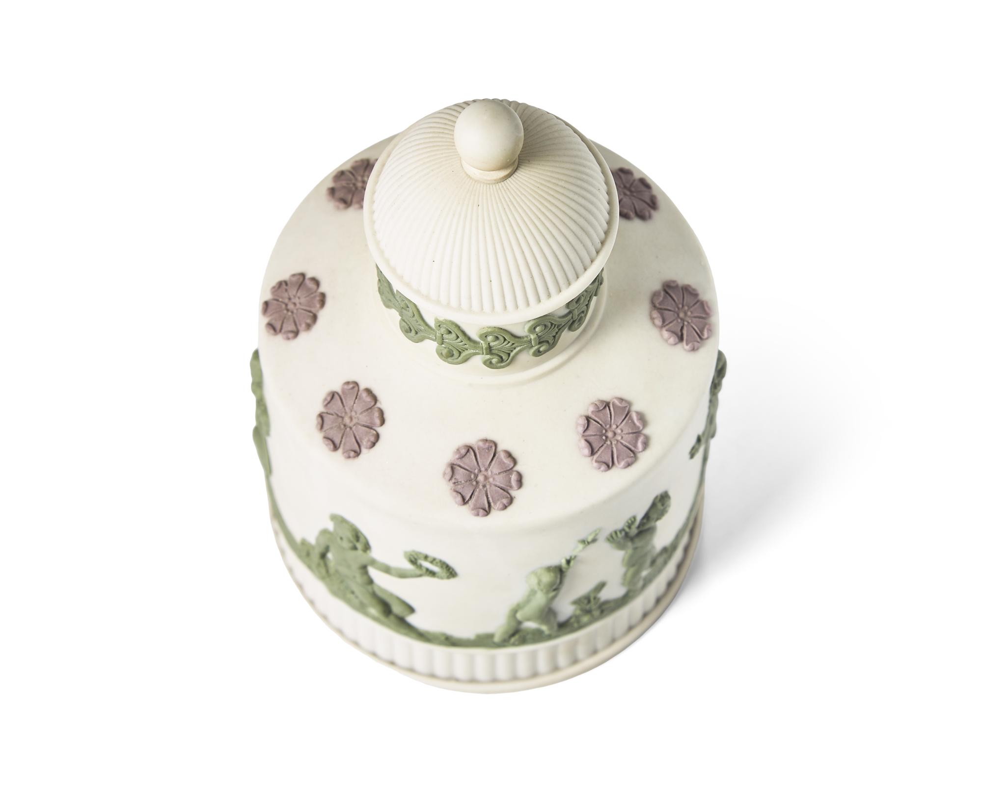 A Wedgwood Tricolor Jasperware Tea Cannister