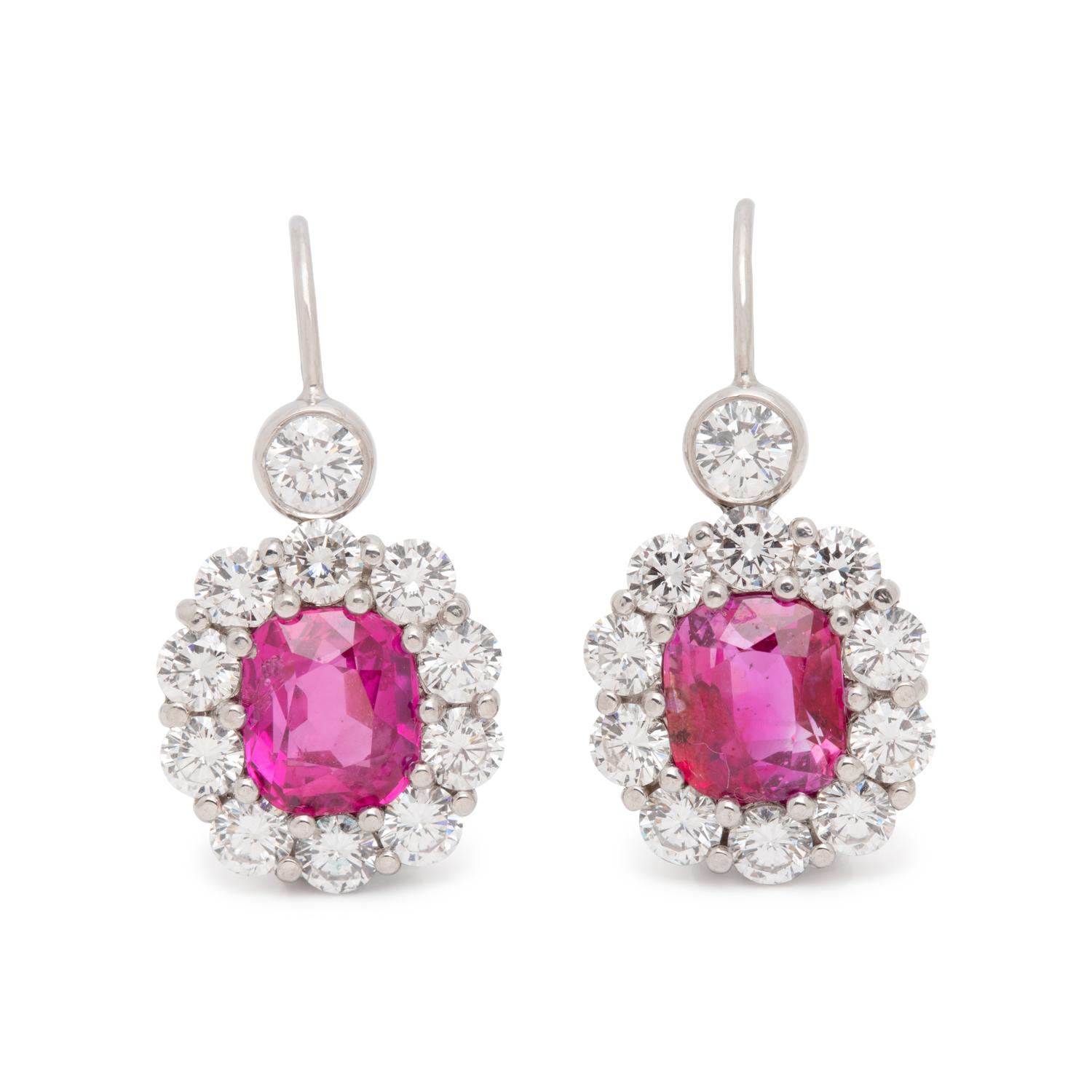 PINK SAPPHIRE AND DIAMOND EARRINGS