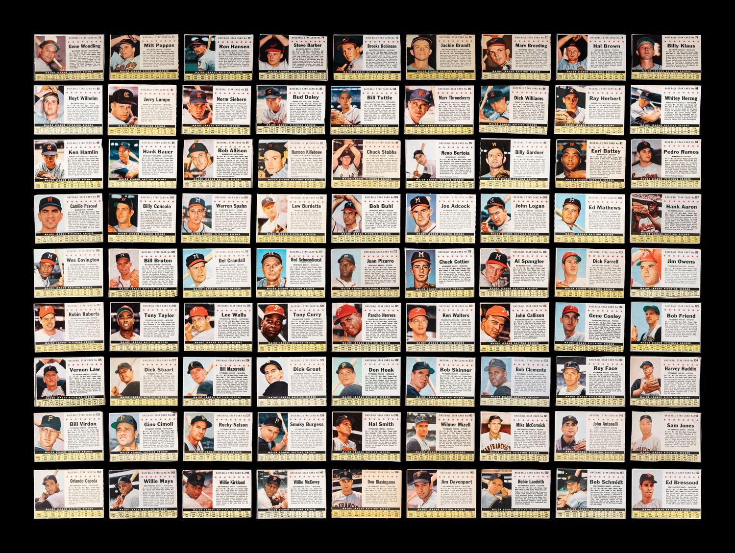 A Near Set of 1961 Post Cereal Baseball Cards (197/200) Including Mickey Mantle and Multiple Hall of Famers