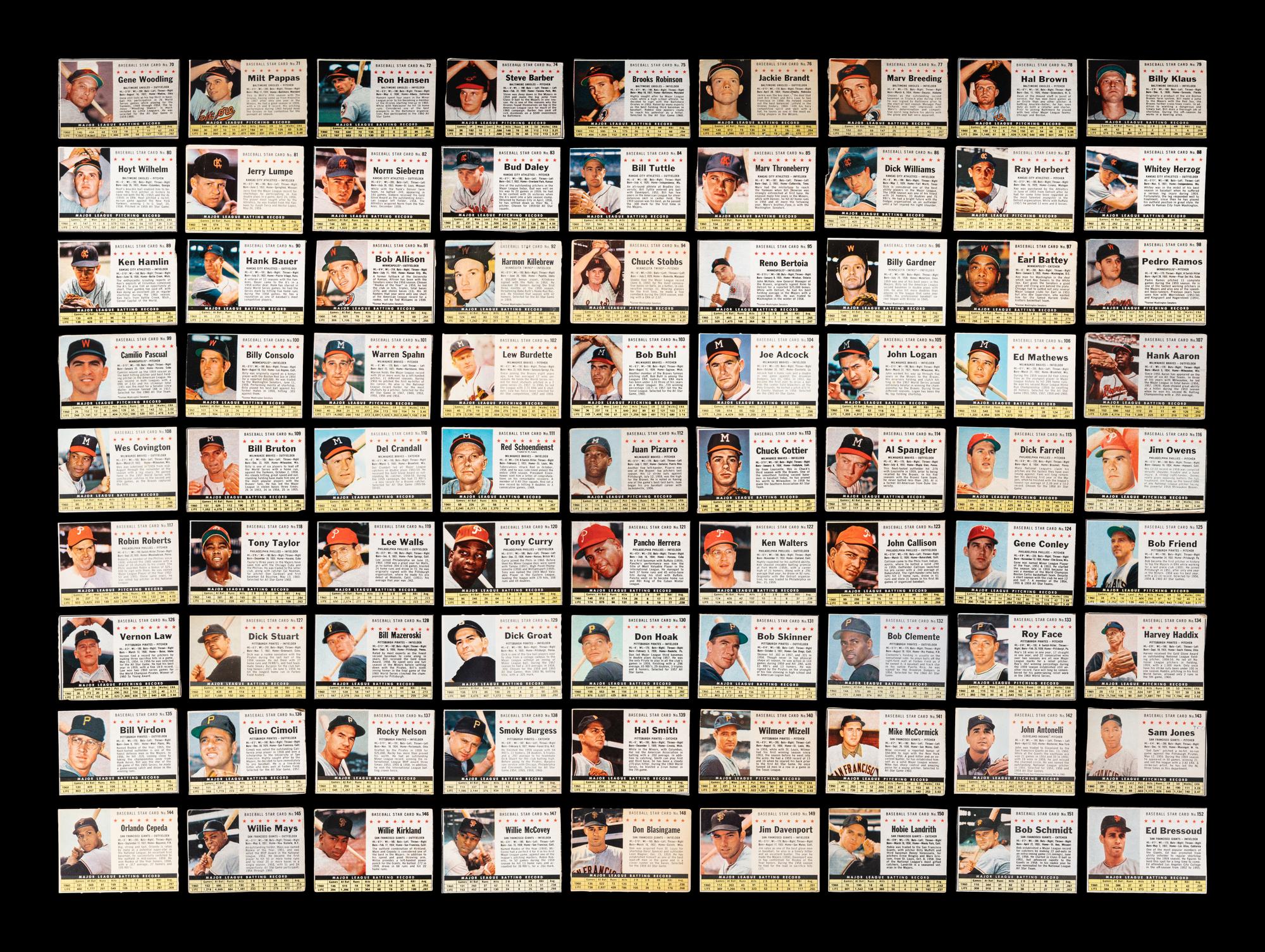 A Near Set of 1961 Post Cereal Baseball Cards (197/200) Including Mickey Mantle and Multiple Hall of Famers