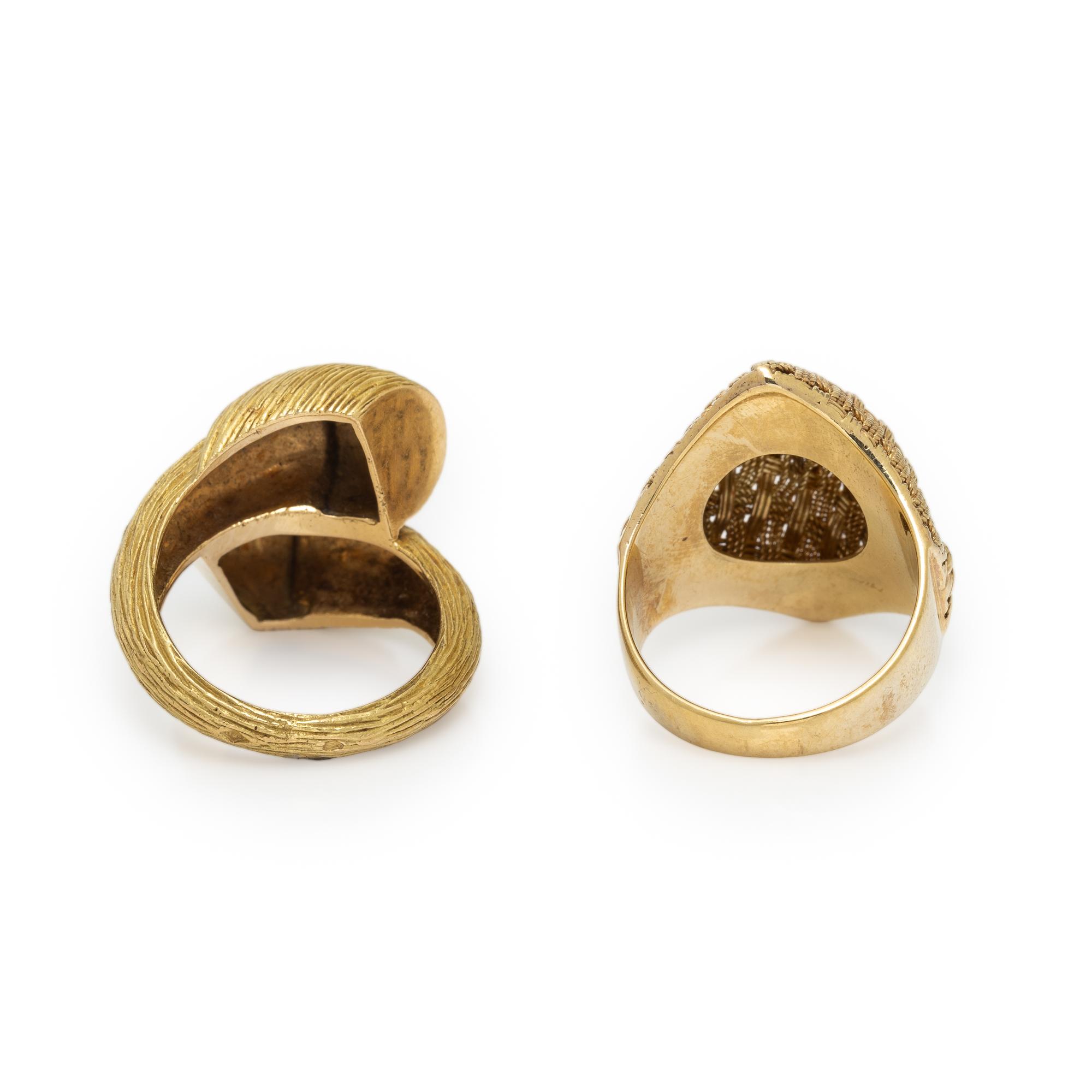TWO YELLOW GOLD RINGS