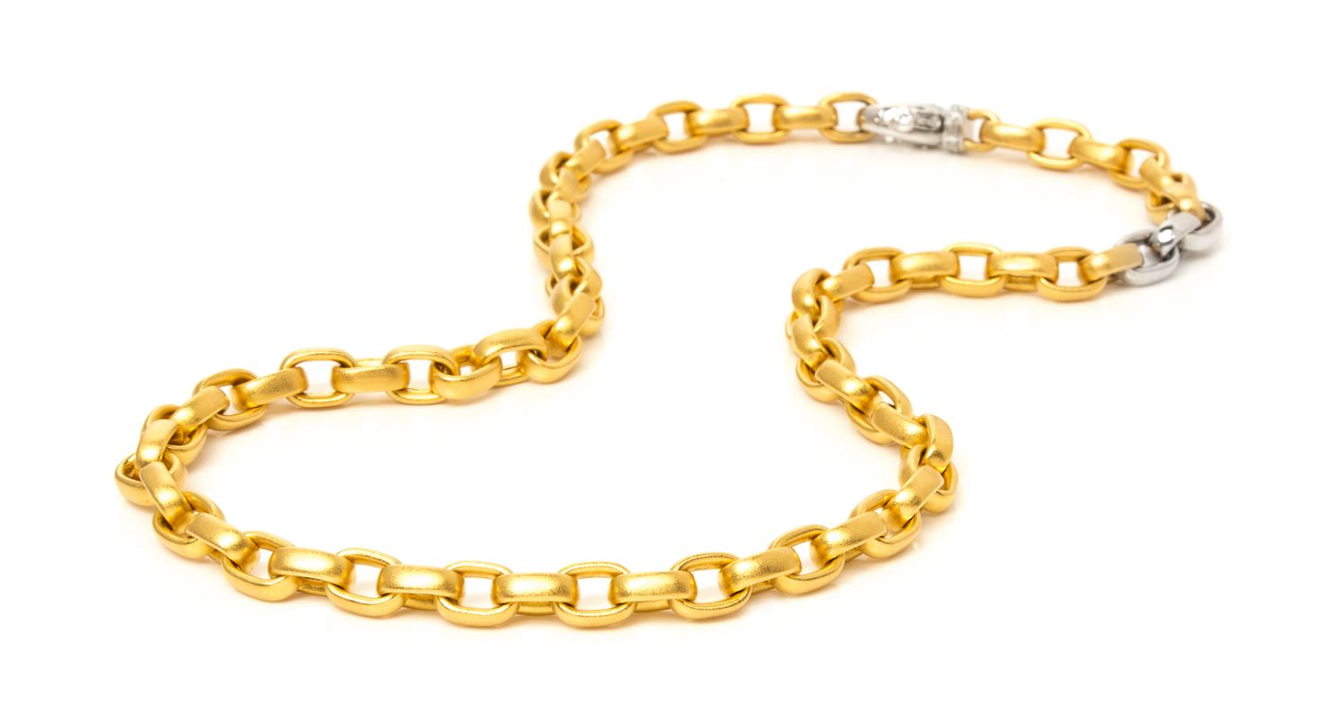 A 22 Karat Yellow Gold, Platinum and Diamond Classique Necklace, Isabella Fa, 37.30 dwts.