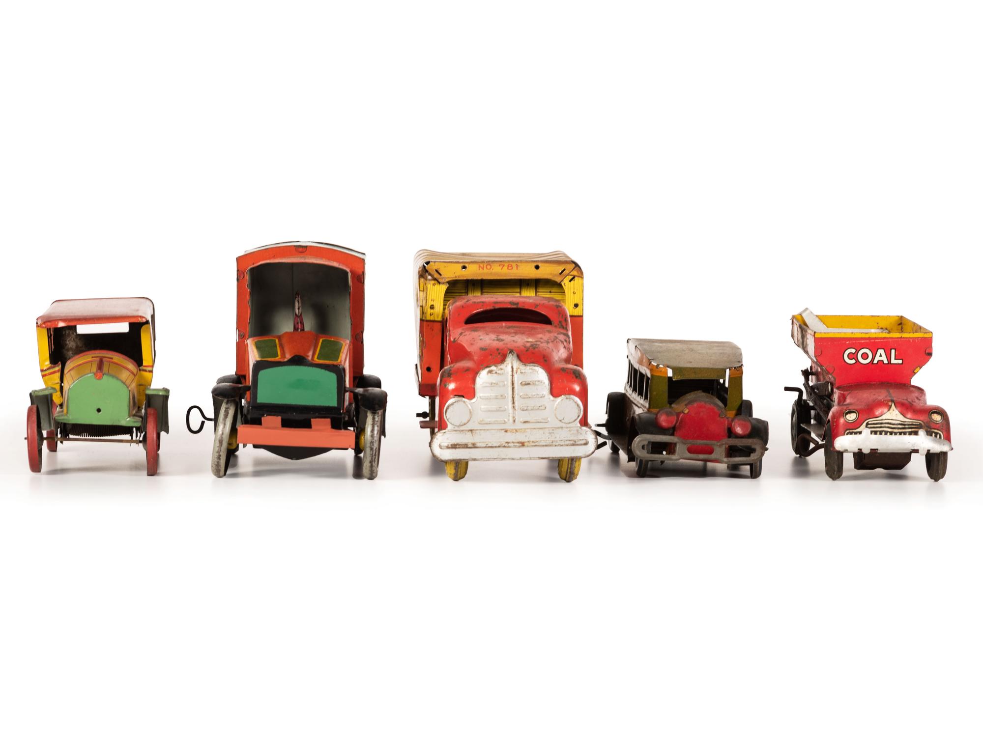Five Tin Lithograph Vehicles