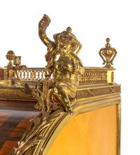 A Louis XV Style Gilt Metal Mounted Marquetry Bureau à Cylindre