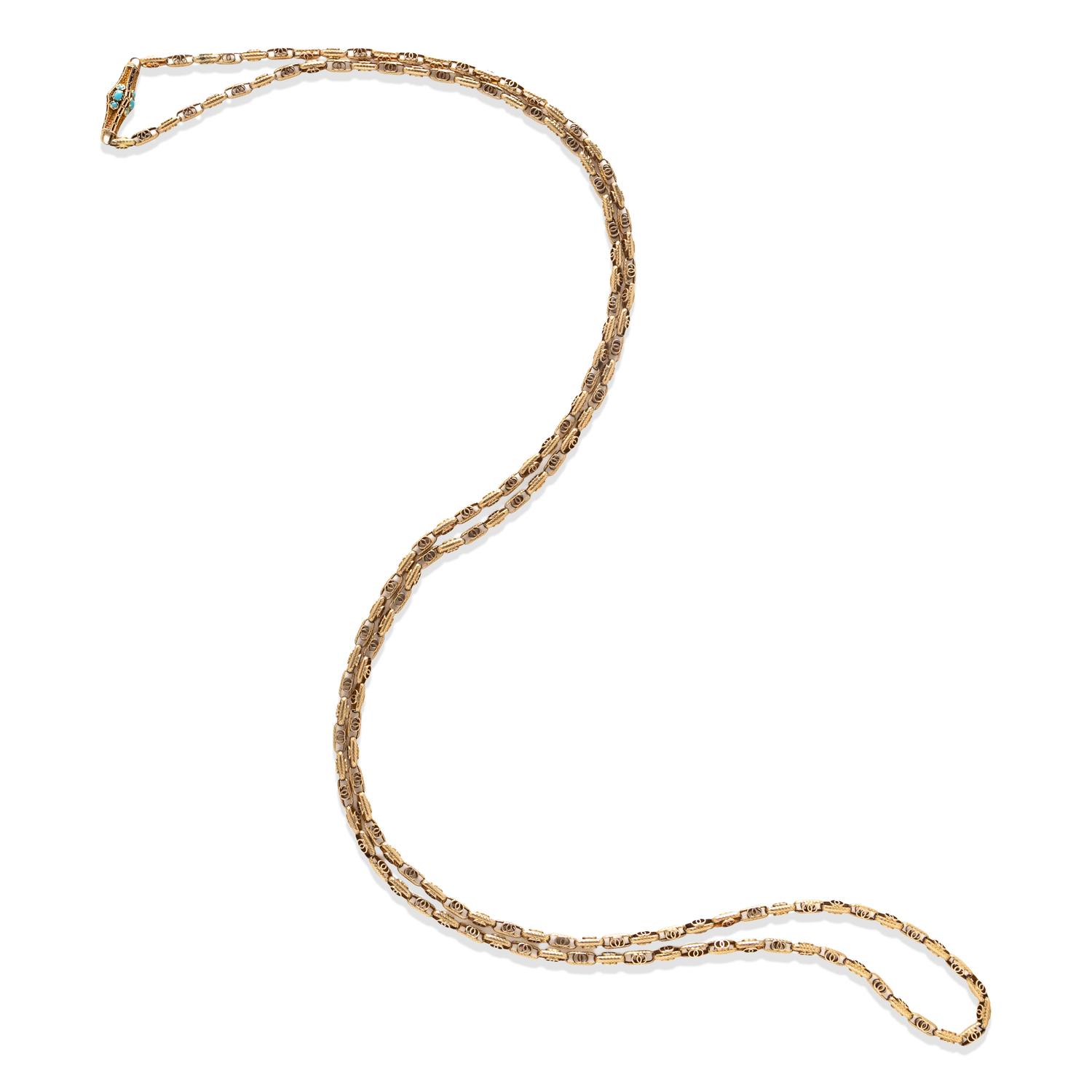 VICTORIAN, YELLOW GOLD FANCY LINK NECKLACE