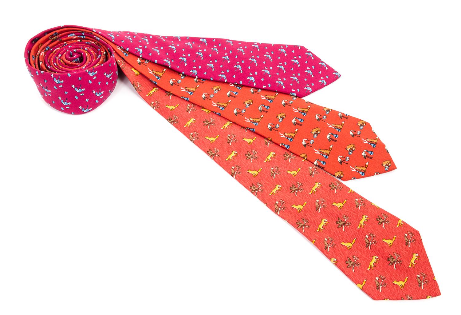 A Group of Three Hermes Silk Ties,