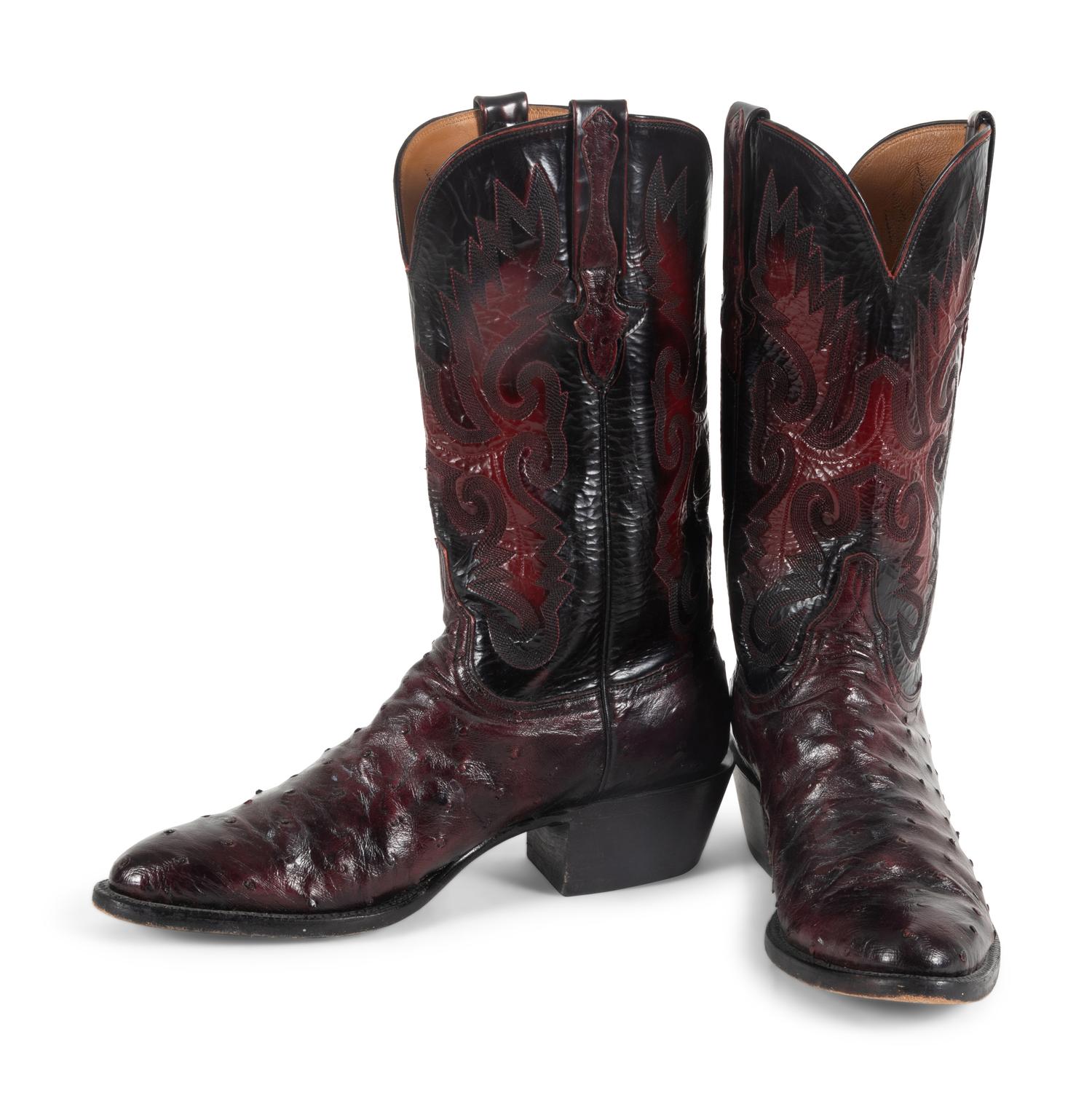 Lucchese Black Cherry Full Quill Ostrich Boots