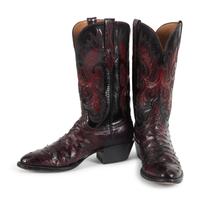 Lucchese Black Cherry Full Quill Ostrich Boots