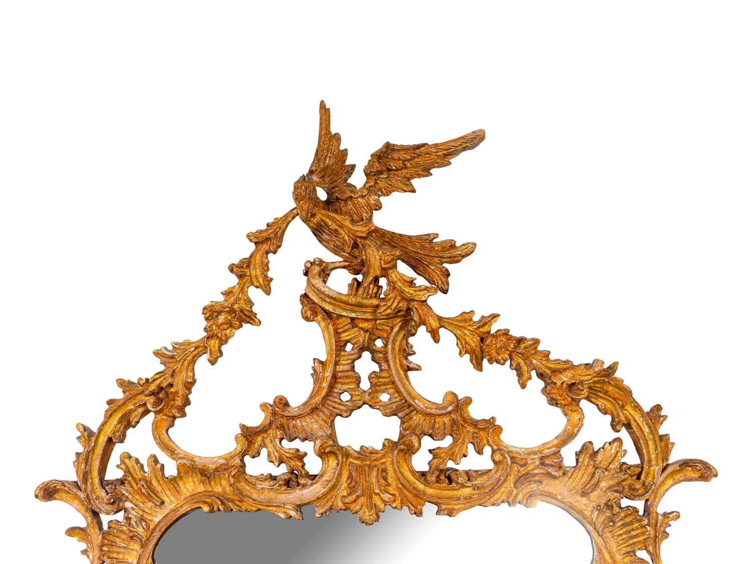 A George II Style Carved and Distressed Gilt Wood Mirror — 19TH CENTURY