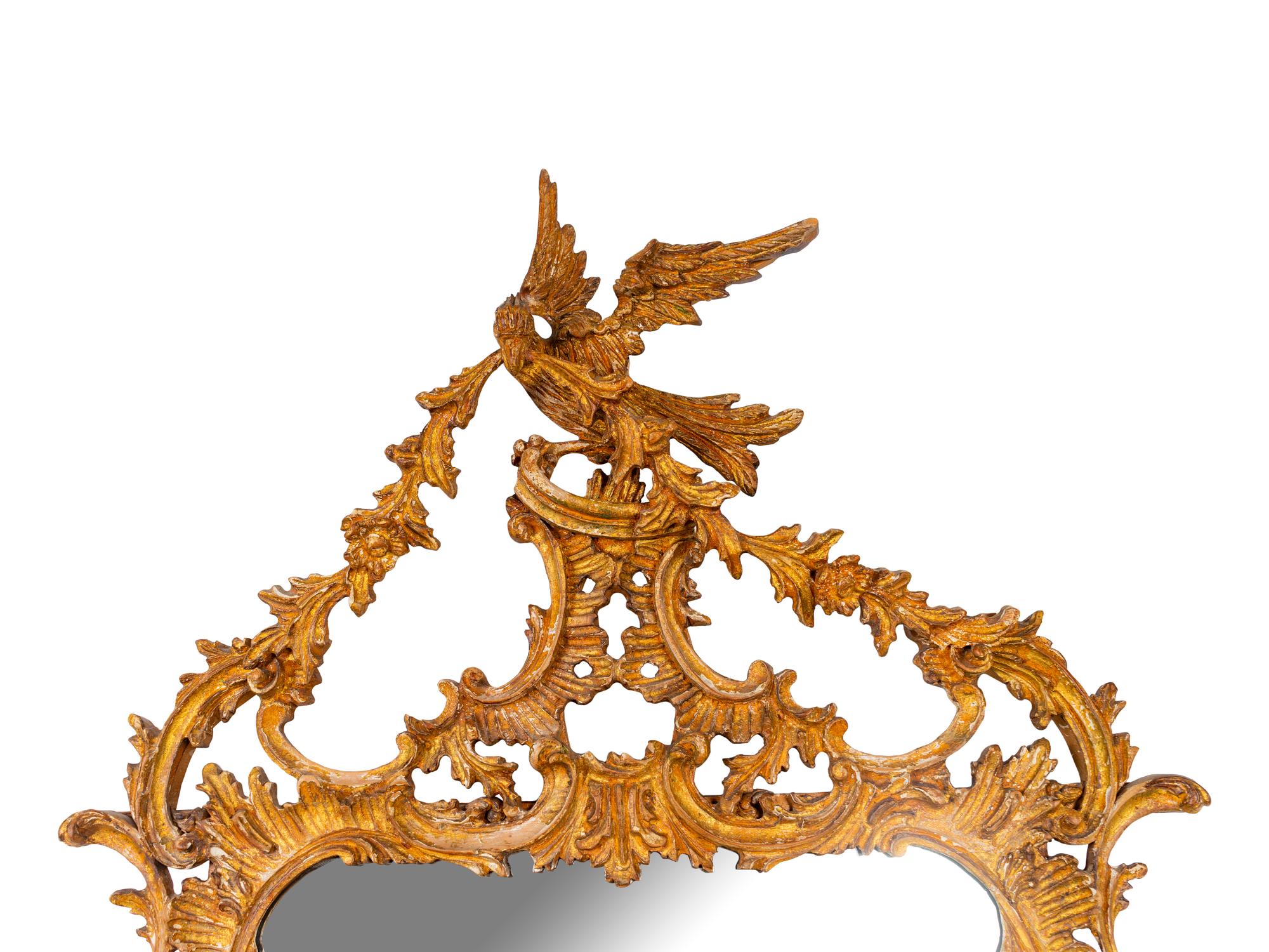 A George II Style Carved and Distressed Gilt Wood Mirror — 19TH CENTURY