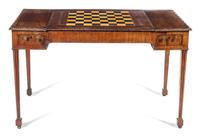 A George III Style Mahogany Game Table Height 29 1/4 x width 47 1/2 x depth 24 3/4 inches. — 19TH CENTURY