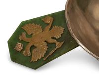 A Large Russian Silver and Jade-Mounted Kovsh