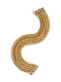 Gold and Ruby Multistrand Bracelet