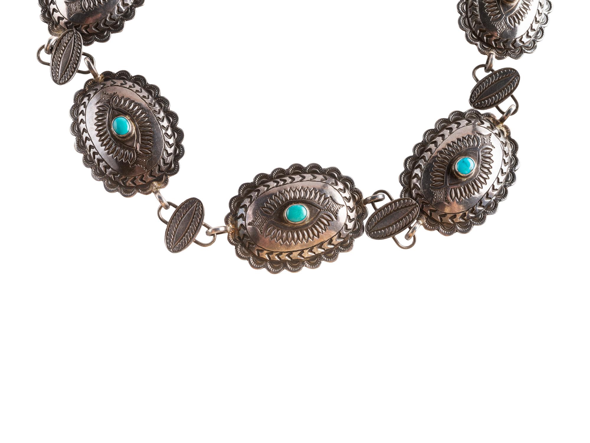 Navajo Silver and Turquoise Link Concha Belt