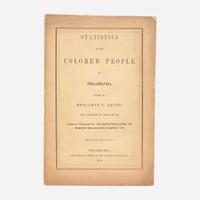 [African Americana] Bacon, Benjamin C. Statistics of the Colored People of Philadelphia...