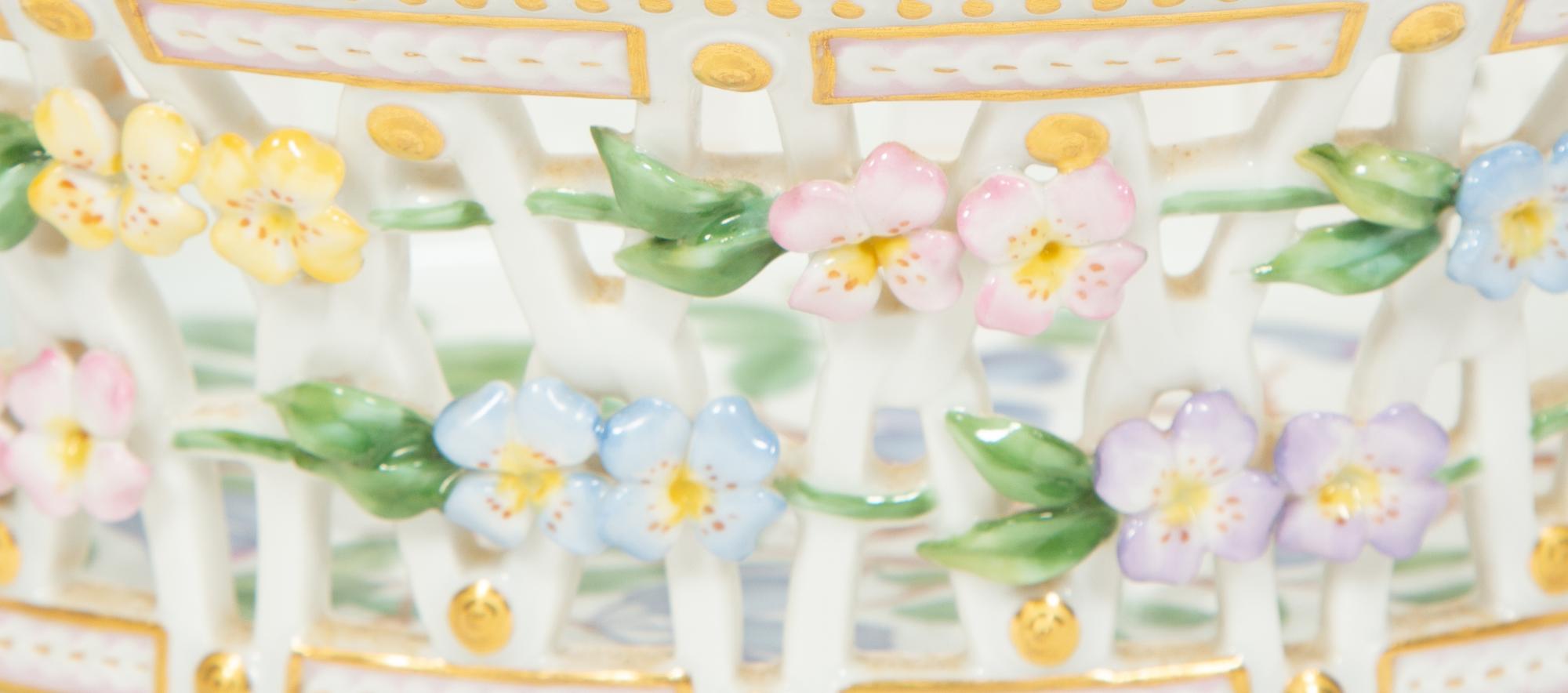 A Royal Copenhagen Flora Danica Reticulated Porcelain Fruit Basket