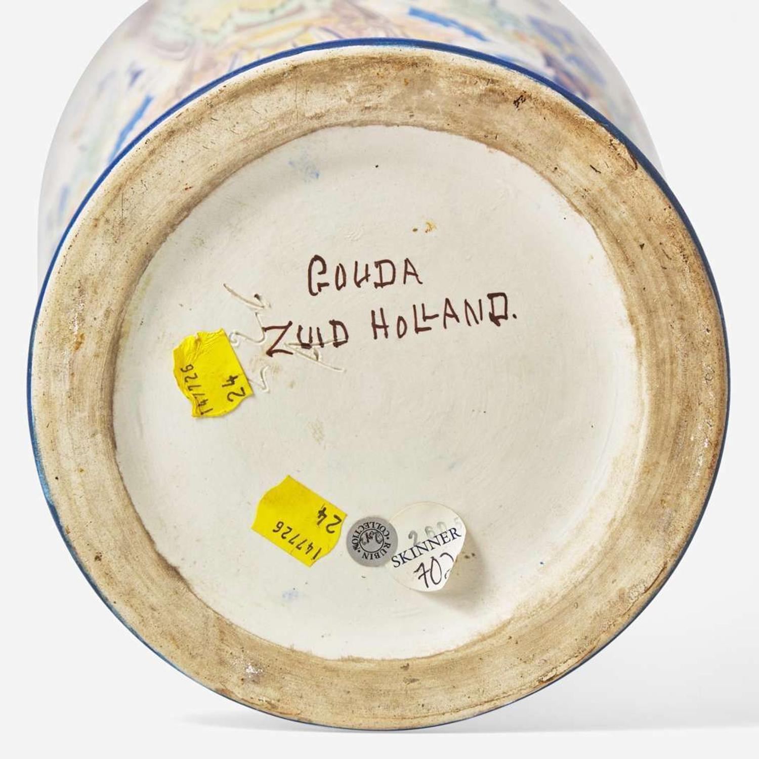 A large Art Nouveau glazed earthenware floor vase Plateelbakkerij Zuid-Holland (founded 1897), Gouda, Netherlands, 1898