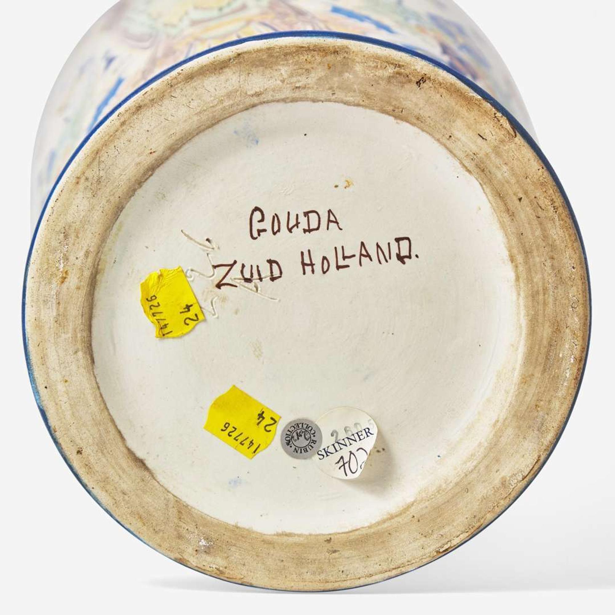 A large Art Nouveau glazed earthenware floor vase Plateelbakkerij Zuid-Holland (founded 1897), Gouda, Netherlands, 1898