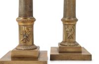 A Pair of Empire Style Gilt Bronze Three Light Candelabra