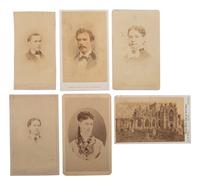 [EARLY PHOTOGRAPHY]. Quarter plate daguerreotype of sweet young girl with CDVs of men, women, and children from Woodstock Plantation. Baton Rouge, Louisiana.