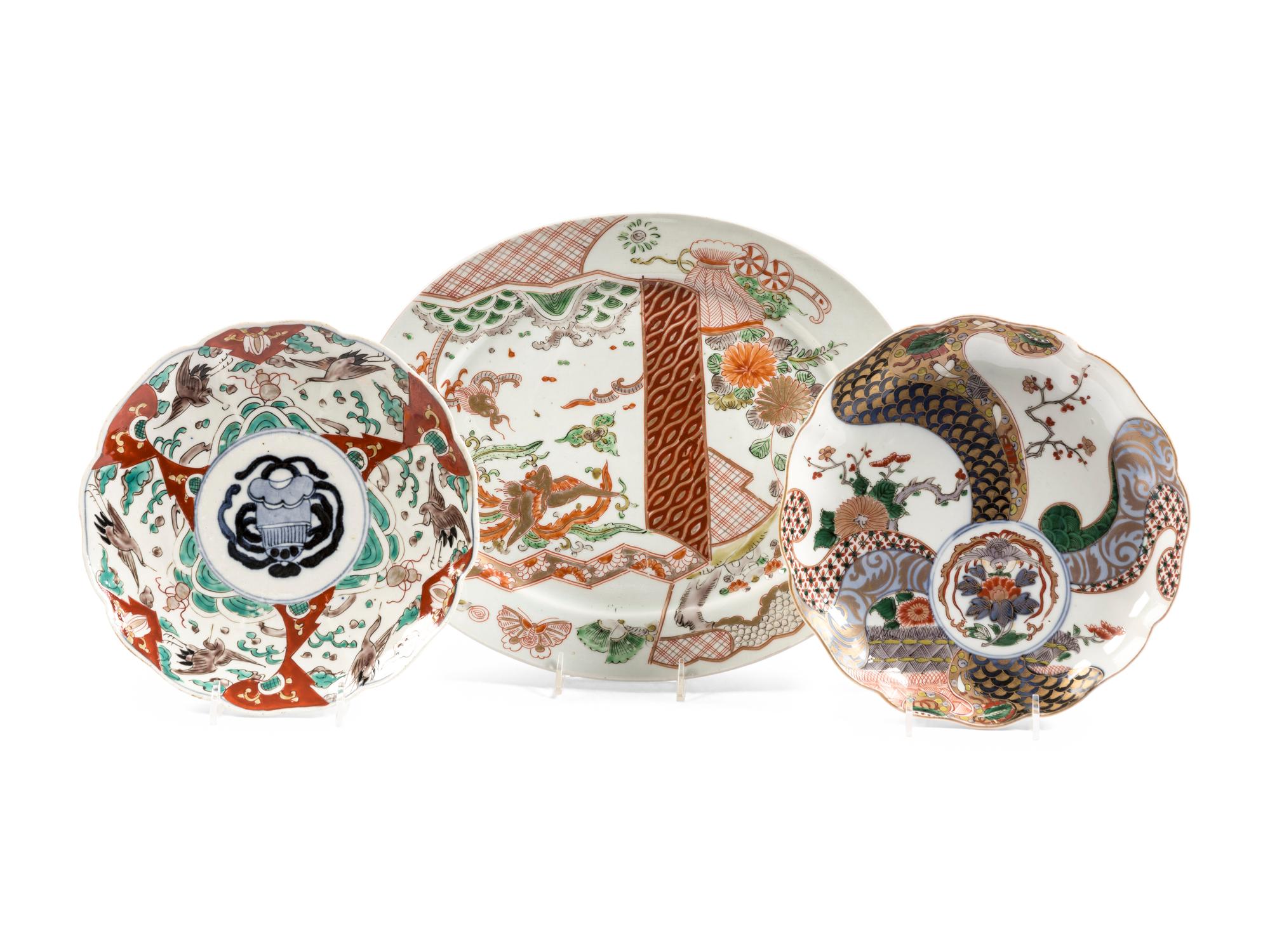 Seven Japanese Imari and Kutani Porcelain Wares