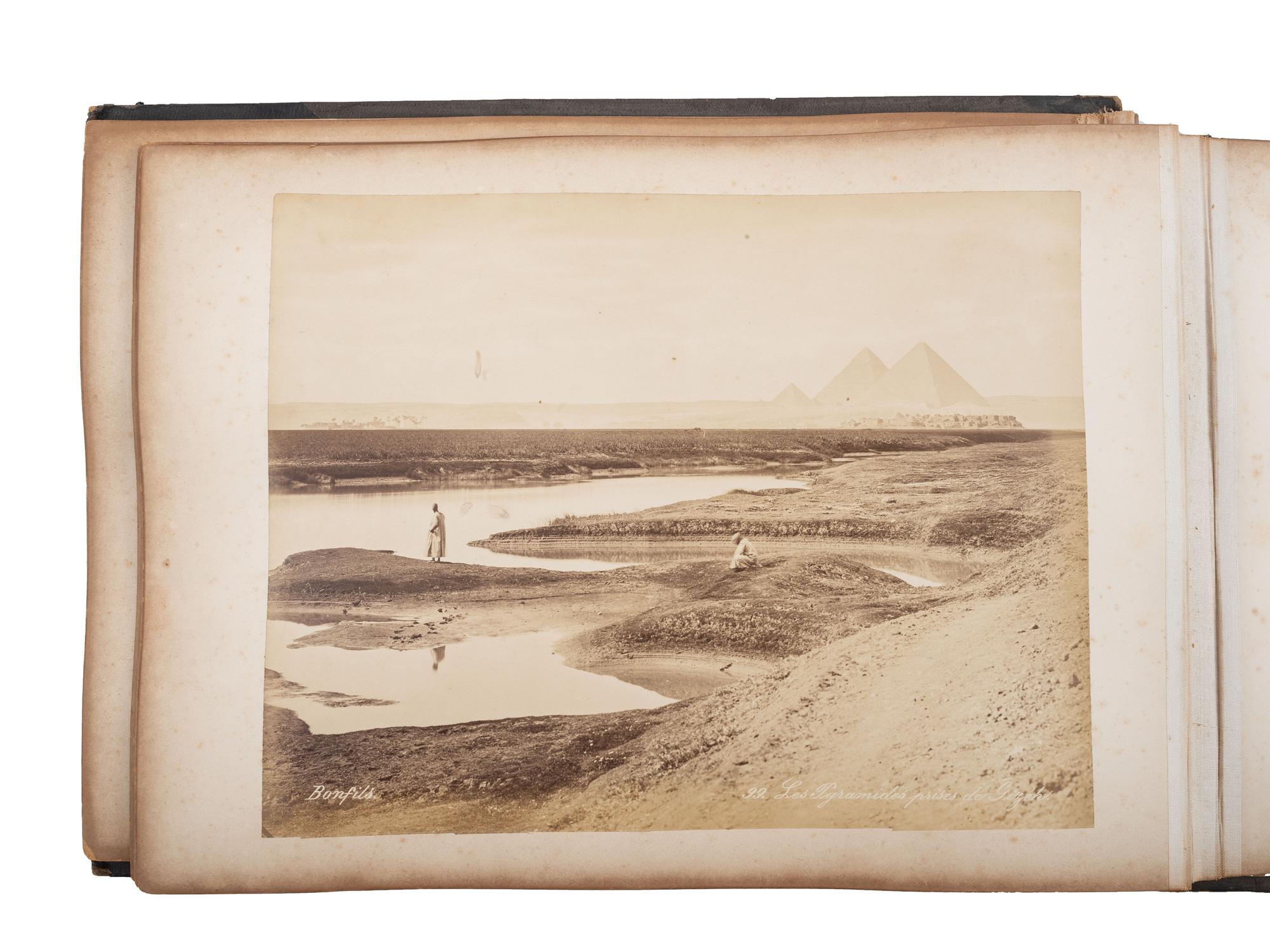 [EARLY PHOTOGRAPHY]. Album containing photographs of Egypt, Italy, and Brussels, incl. images by Félix BONFILS and Hippolyte ARNOUX.