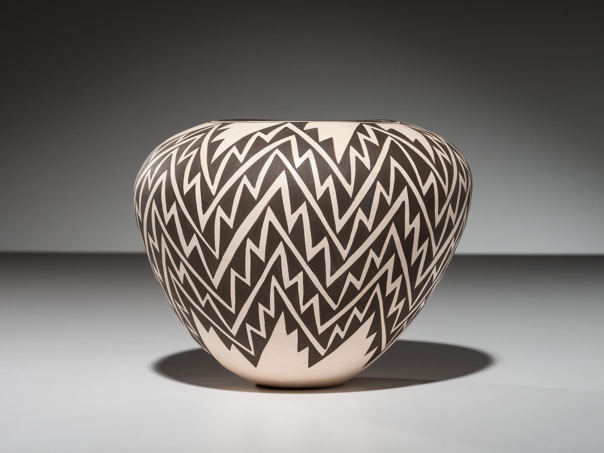 Black-on-White Pottery Jar