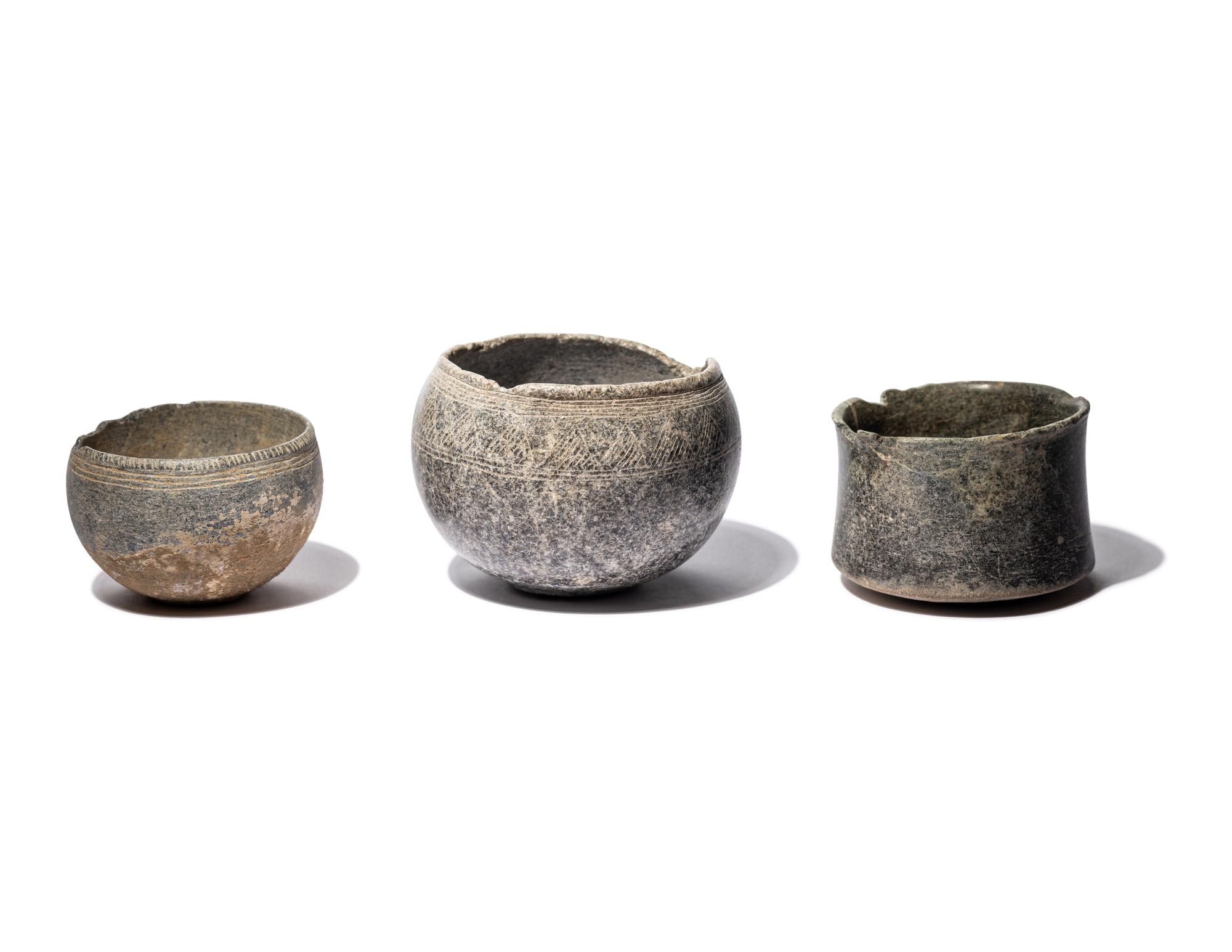 Three Bactrian Stone Vessels