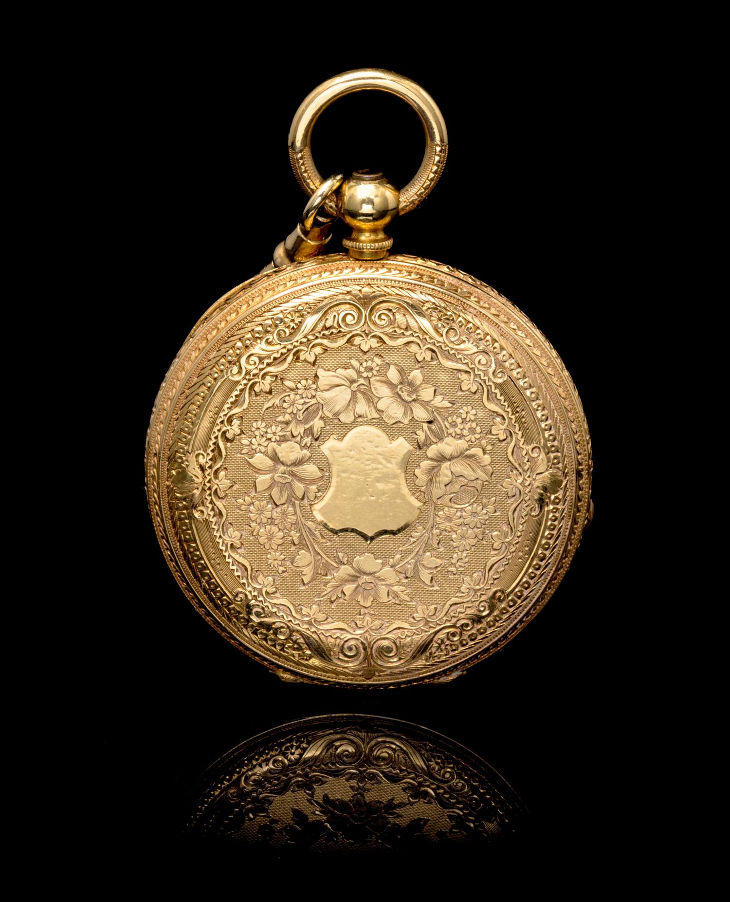 An 18 Karat Yellow Gold Key Wound Open Face Pocket Watch,